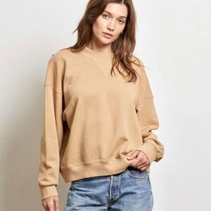 PERFECTWHITETEE Blake French Terry Crewneck Sweatshirt in Suede -NWOT - S